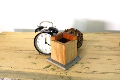 Trinket Box Made from Wood and Stone, Small Keepsake Figurine Box - image3
